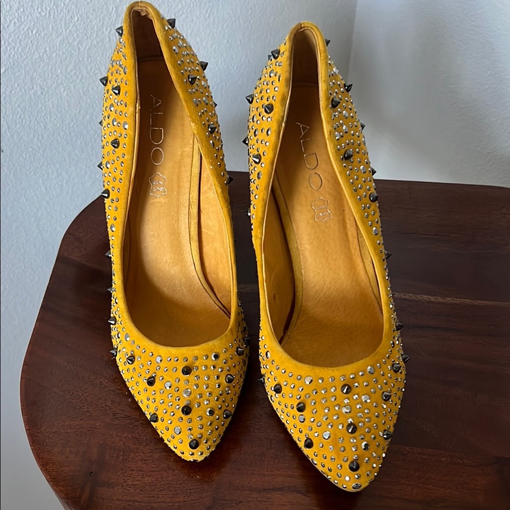 ALDO Yellow Studded Women's Heels